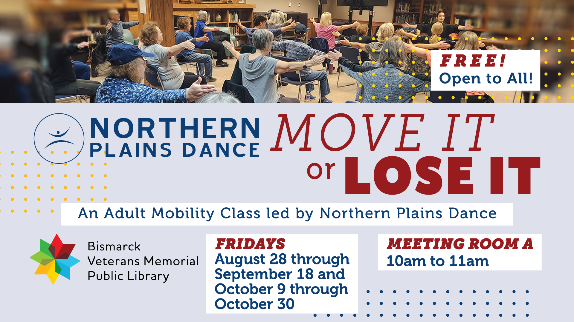 “Move It or Lose It,” an Adult Mobility Class @ Bismarck Veterans Memorial Library